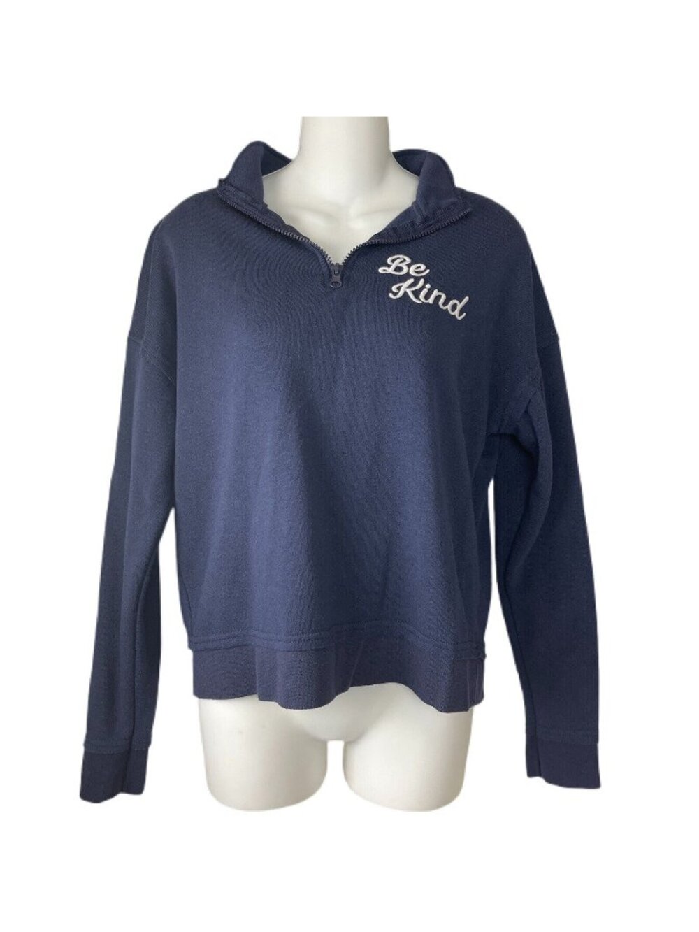 Grayson Threads Size Small Quarter Zip Navy Sweatshirt Be Kind Embroidered